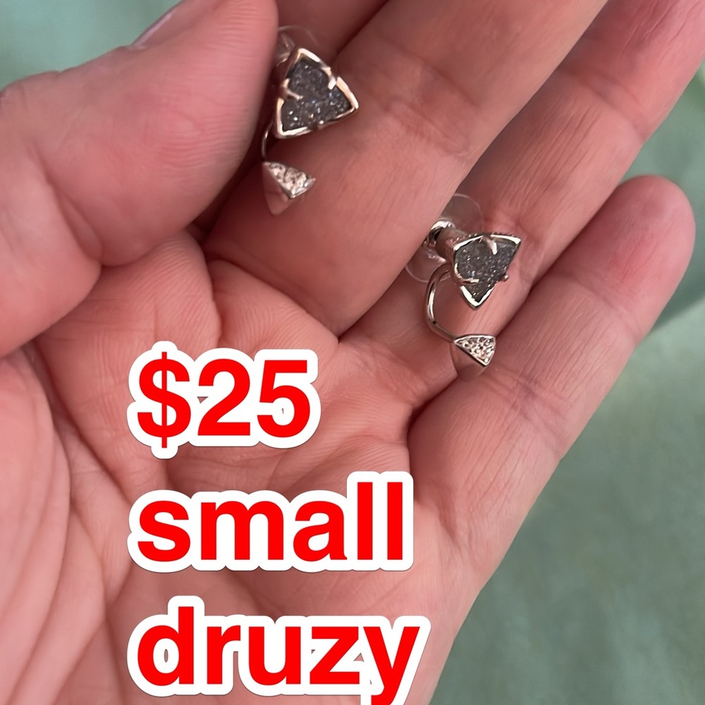 Small Druzy silver Kendra Scott ear huggers